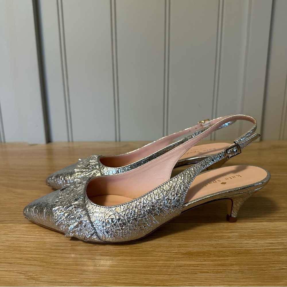 Kate Spade Oliene Silver Slingback Heels - Picture 11 of 16